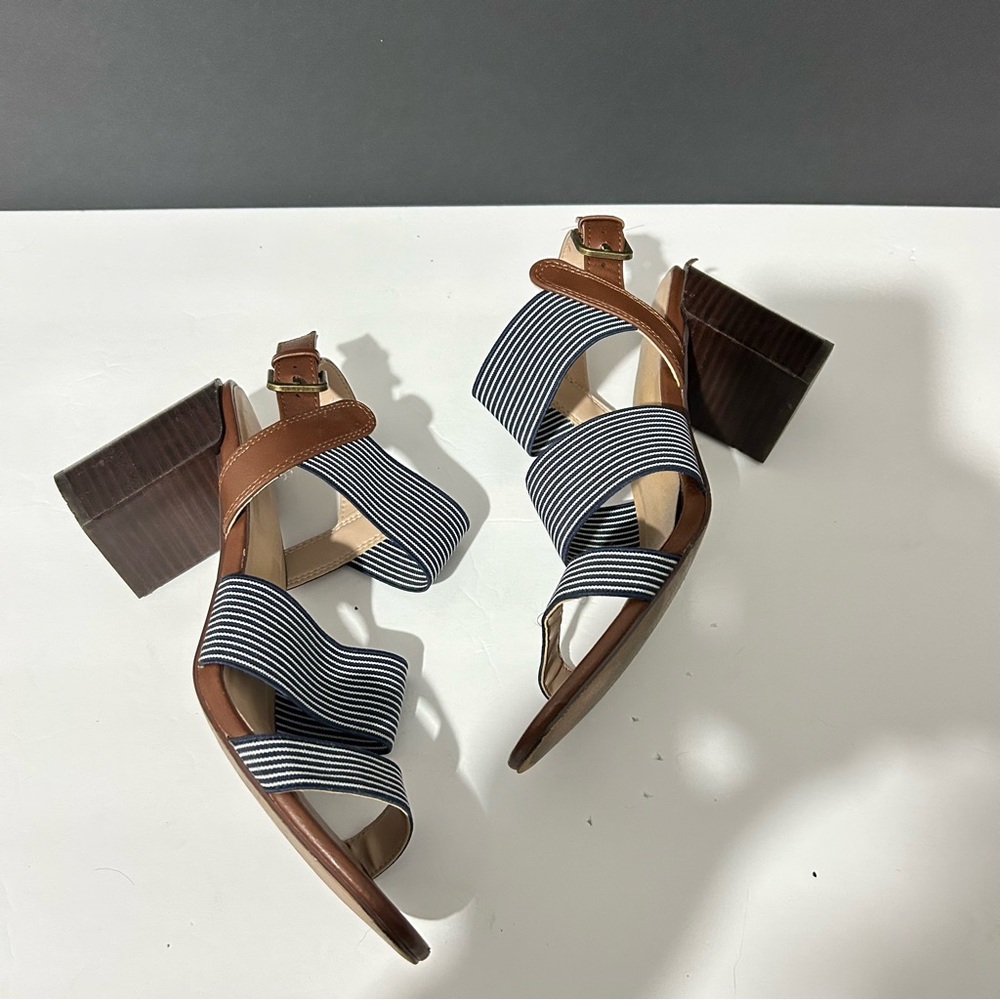 Stitchfix Market & Spruce Blue Stripe Elastic Strap Heel Size 8
